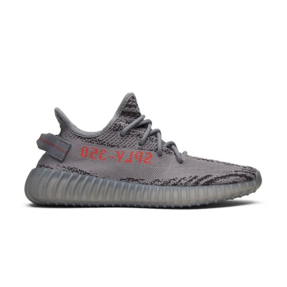 Yeezy Boost 350 V2 in Gray with Red Highlights